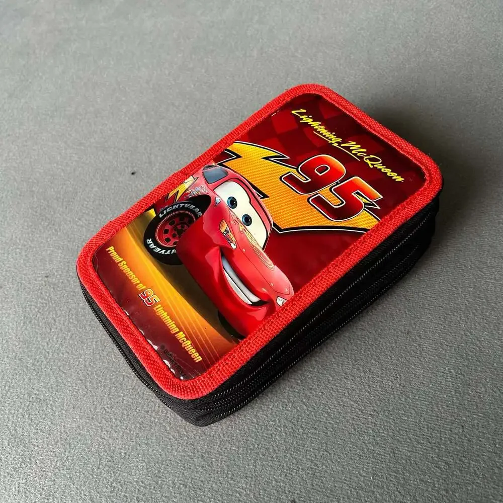 Disney Pixar Cars Lightning McQueen 3-Zipper 3D Embossed Stationery Pencil Case